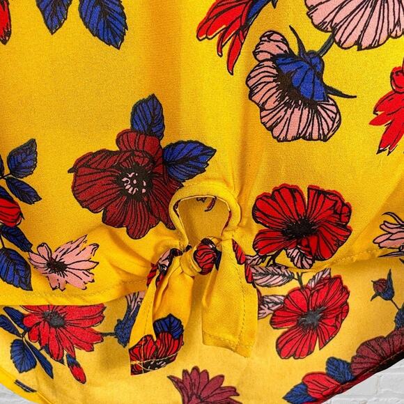 Girls Chiffon Blouse 7/8 Gold Red Floral Holiday Boho Party Top NWOT - Picture 4 of 9